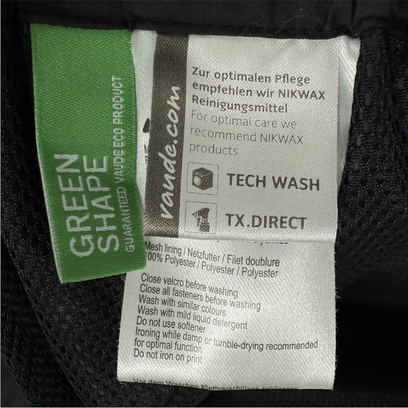 Vaude Rain Pants Mens Size XL Black Seam-Sealed Mesh Lined Full Side Zip - Picture 9 of 11